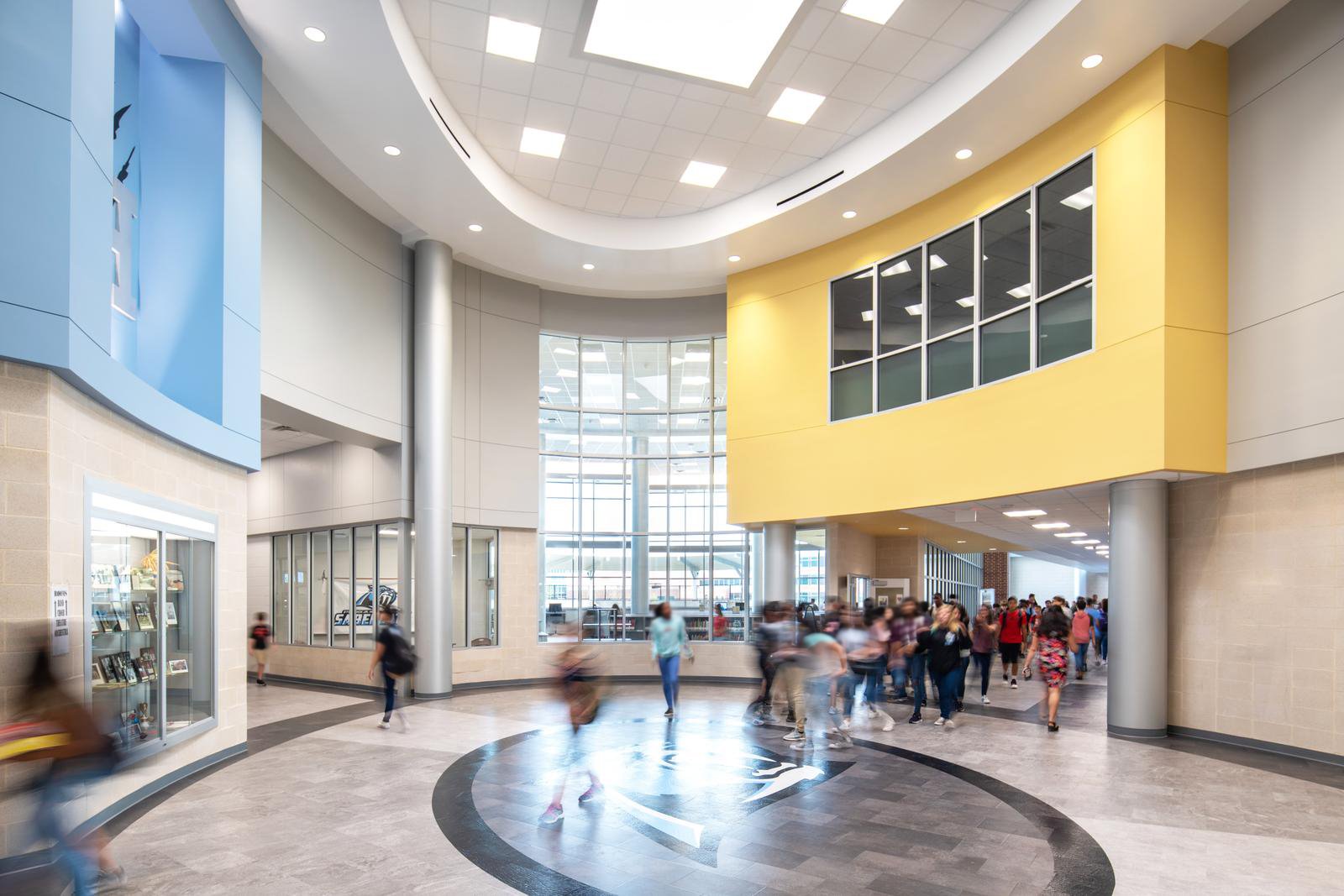 Katy ISD - Stockdick Junior High SchoolStockdick Junior High School is a 189,900 SF, three-story building on a 32 acre site.  Construction elements include slab on grade, steel frame, modified bitumen and standing seam roofing, porcelain tile, terrazzo and LVT flooring.  The exterior is clad with face brick, natural stone and metal panels.  The facility includes classrooms, wood floor gymnasium, science laboratories, food service, administration and fine arts areas.  On site improvements include concrete paving, covered walkways, site utilities, athletic fields, running track and tennis courts.Back to Portfolio